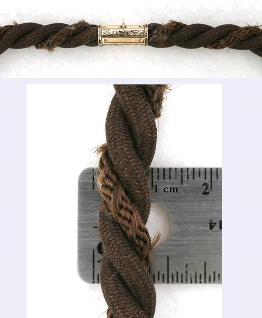 10k Gold & Hair Victorian Memorial Mourning Watch Chain c1850s