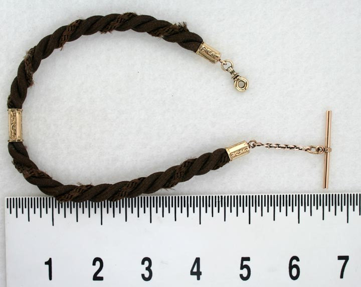 10k Gold & Hair Victorian Memorial Mourning Watch Chain c1850s