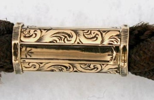 10k Gold & Hair Victorian Memorial Mourning Watch Chain c1850s