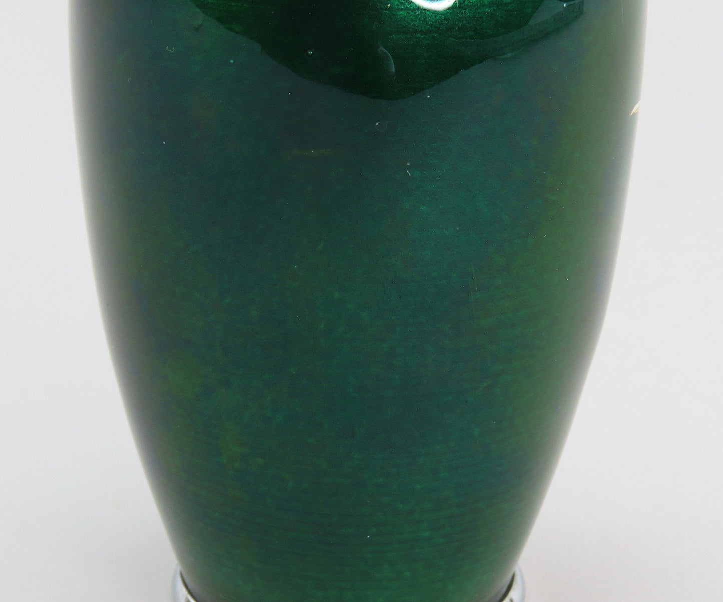 1920s/30s Japanese Cloisonné Translucent Green Enamel Vase with Cranes 4 7/8"
