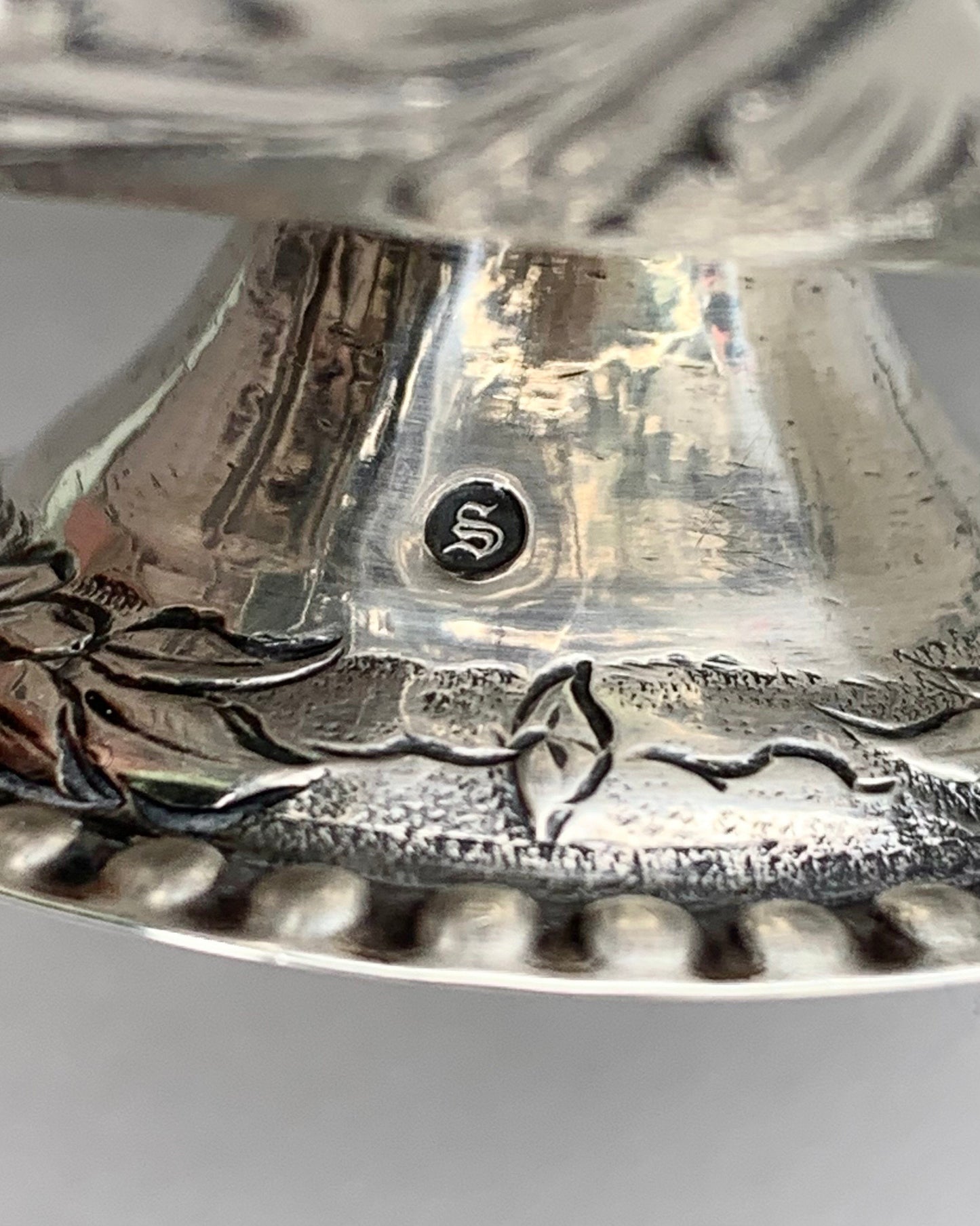 1902 Small Dutch Silver Footed Bowl Genre Scenes w/ Fancy Decorations
