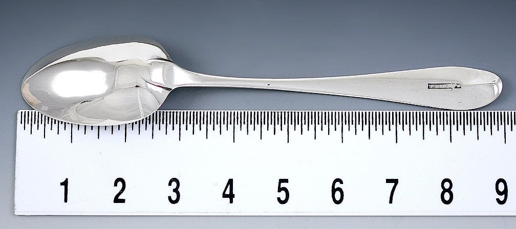 Antique c1799 Bright Cut American Coin Silver Serving Spoon 9"