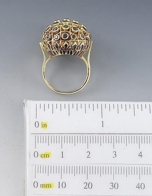 Eye-Catching 18k Yellow Gold & Sapphire Dome Ring Size 3.75