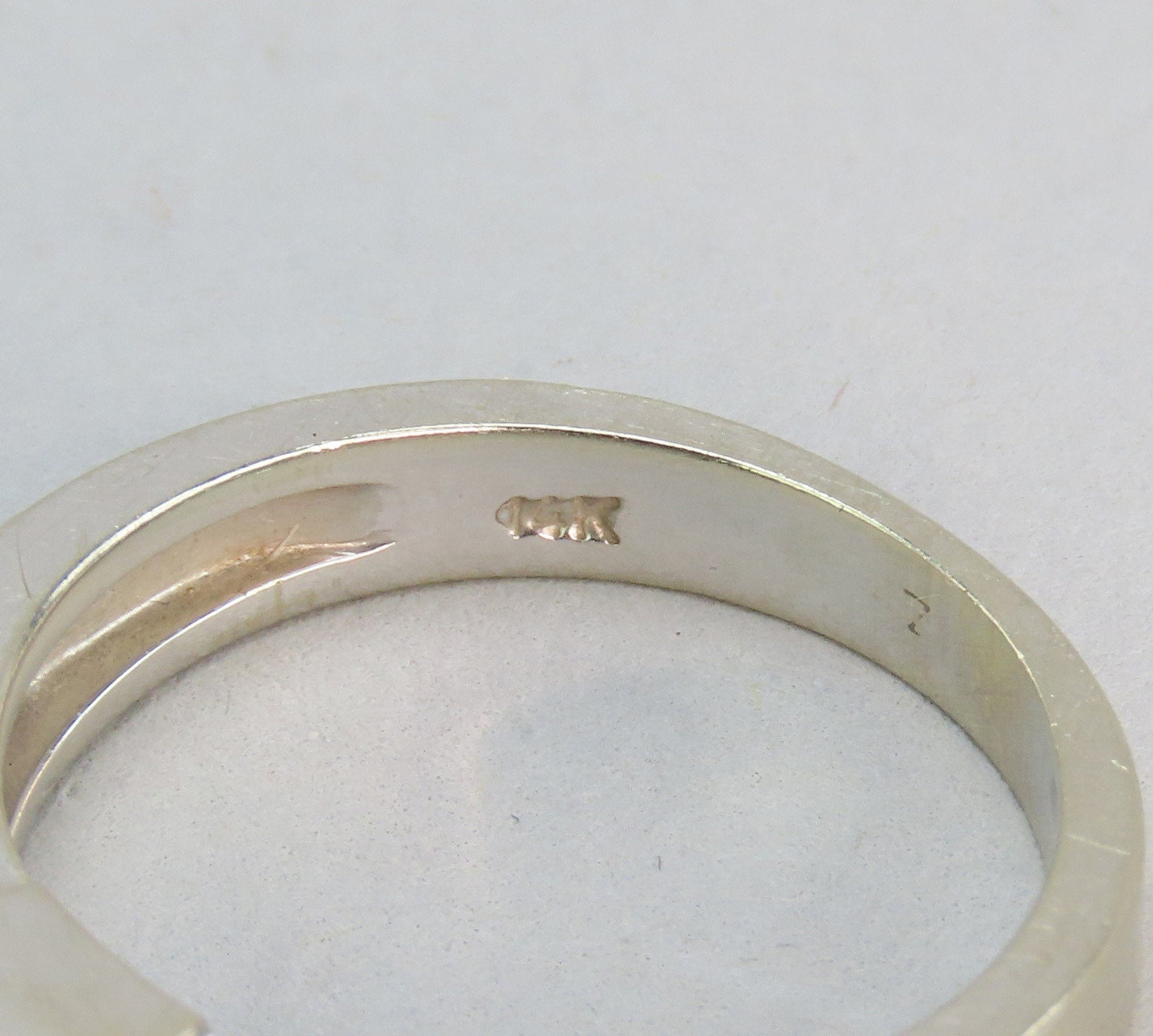 Stylish 14k White Gold 4 Radiant Cut Diamond and Sapphire Ring
