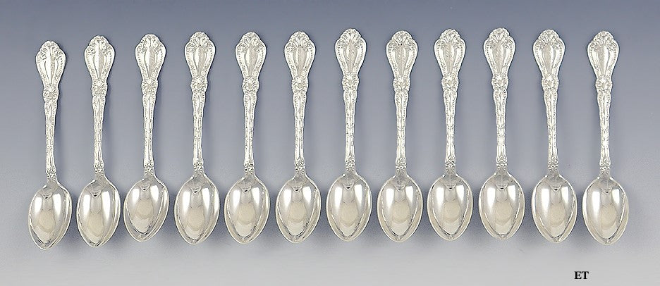 Great Set 12 Alvin Sterling Silver Orient Pat. Demitasse Spoons