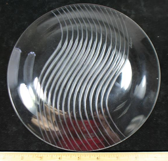Lalique France Cut Crystal Glass Wave Design Dessert Plate