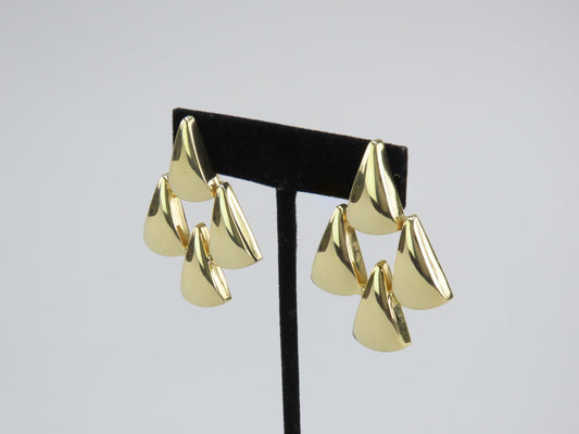 Fabulous Pair Italian 14k Yellow Gold Open Chandelier Pierced Earrings