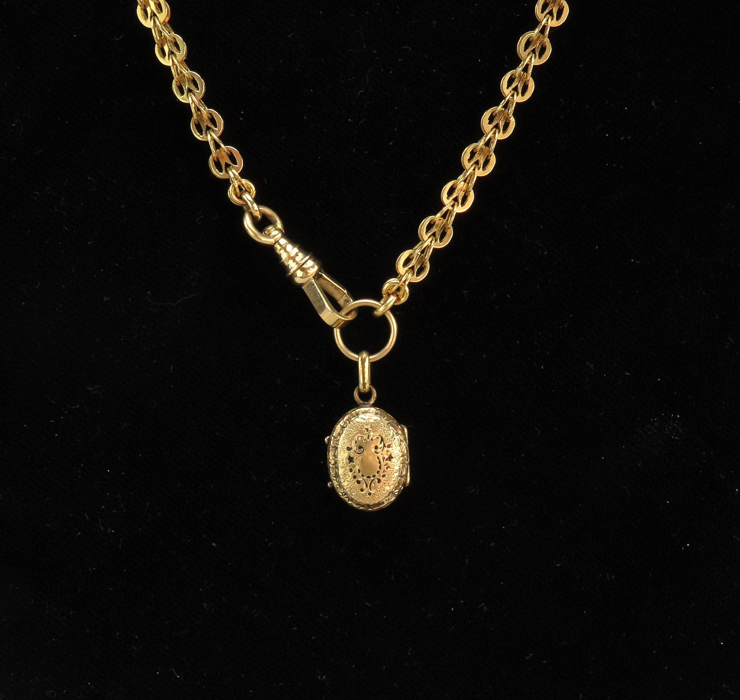 Superb c1850s Victorian 14k Gold 23" Watch Chain Necklace w GF/10k Locket