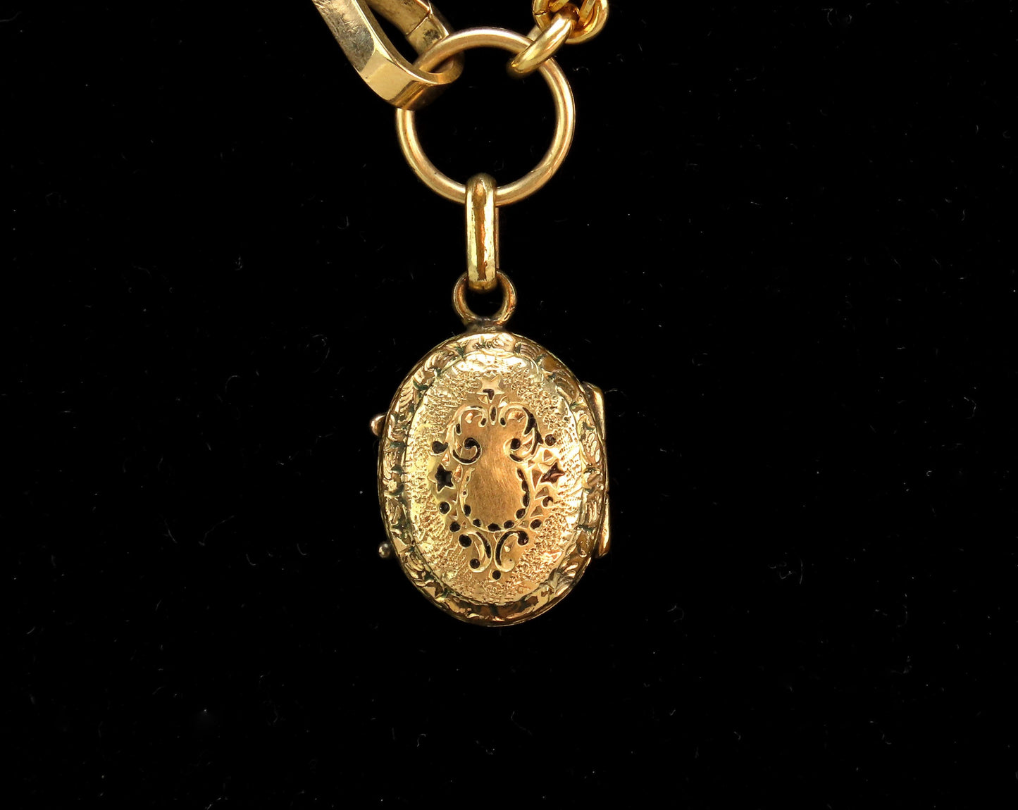 Superb c1850s Victorian 14k Gold 23" Watch Chain Necklace w GF/10k Locket