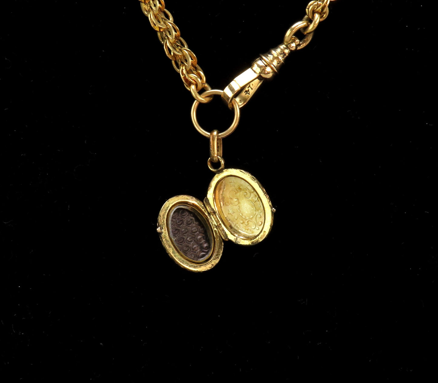 Superb c1850s Victorian 14k Gold 23" Watch Chain Necklace w GF/10k Locket