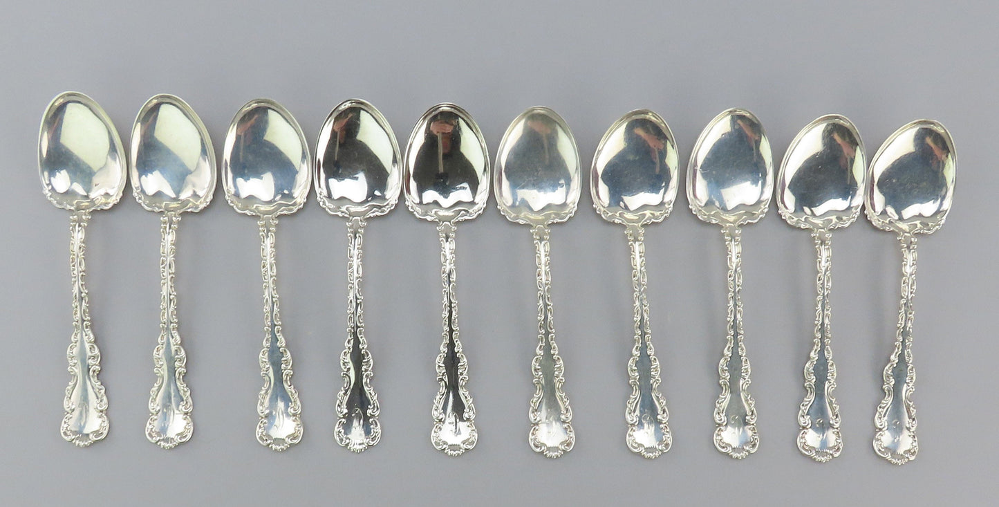 10 Classy Whiting Louis XV Sterling Silver Ice Cream Spoons C MONO 5 Inches