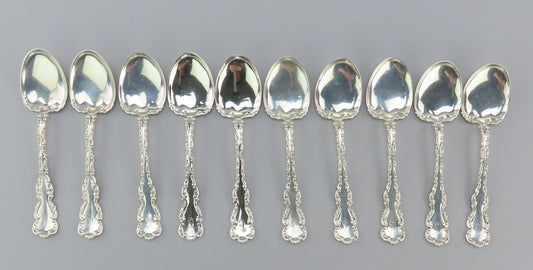 10 Classy Whiting Louis XV Sterling Silver Ice Cream Spoons C MONO 5 Inches