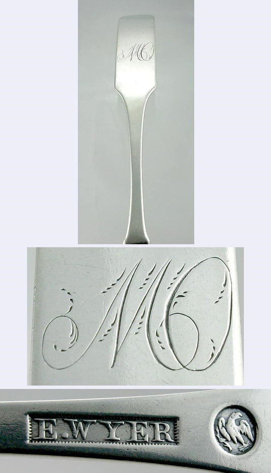 Early 19th Century American Coin Silver Teaspoon & Tablespoon Coffin End