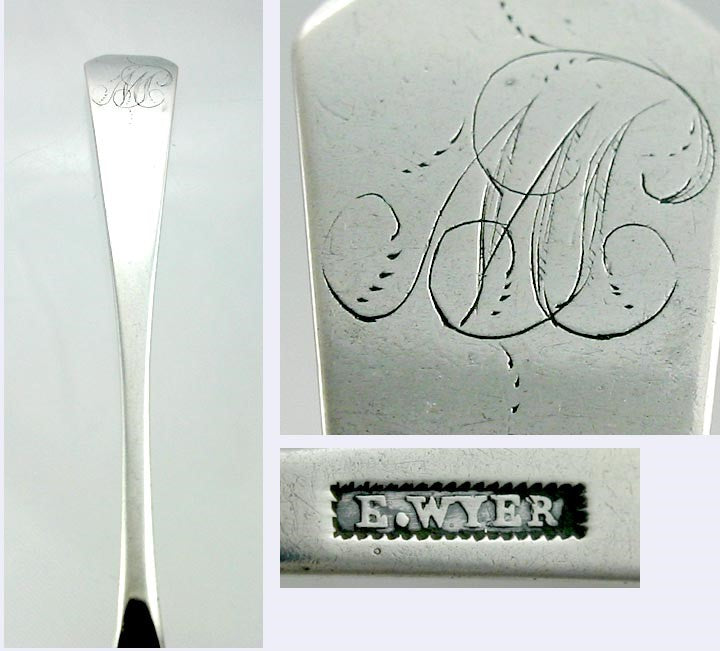Early 19th Century American Coin Silver Teaspoon & Tablespoon Coffin End