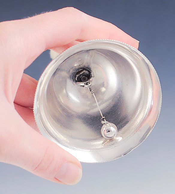 Antique c1820 Chinese Export Silver Mother of Pearl Shell Hand Bell