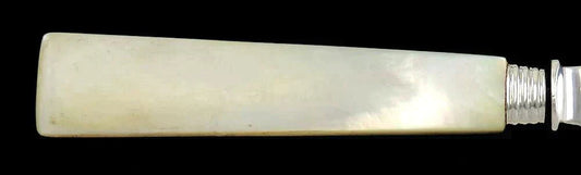 Antique 19th Century Mother of Pearl American Coin Silver Cheese/Butter Knife