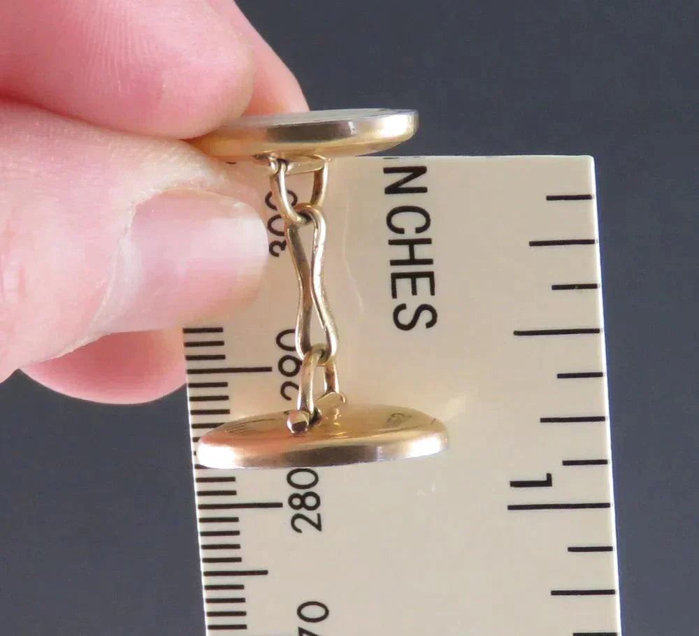 Antique Deco c1915 Krementz 14K Gold Platinum MOP Shell Diamond Mens Cufflinks