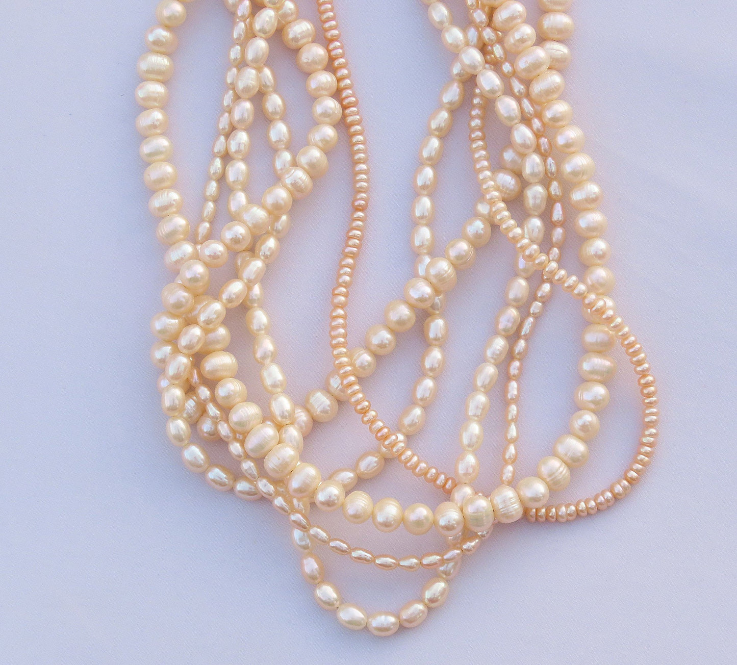 Vintage Elegant 6 Strand Real Pearl Necklace Sterling Silver Closure 17 Inches
