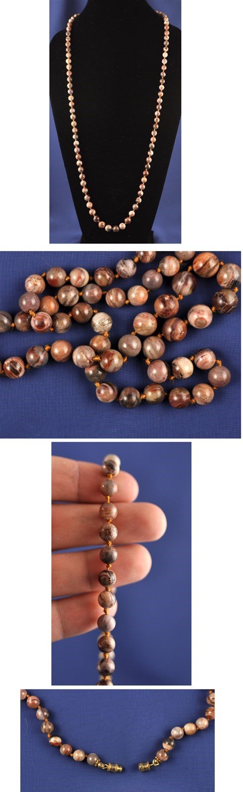 Earth-Tone Agate Bead Necklace, 2 Pairs Dangle Earrings