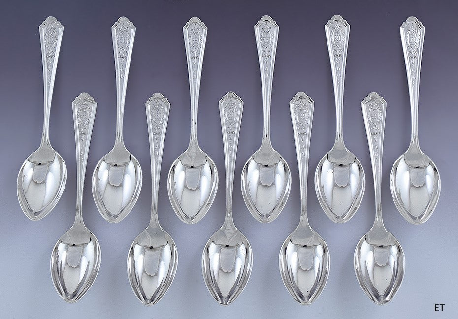 Great set 11 Watson Sterling Silver Hand Engraved Demitasse Spoons