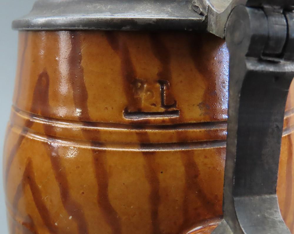 Charming Pair German Porcelain Beer Steins Lidded Reinhold Hanke Bowling Pin