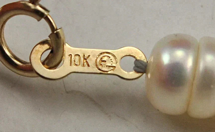 Nice Genuine Pearl Beaded Necklace w/ 10K Yellow Gold Clasp 18"