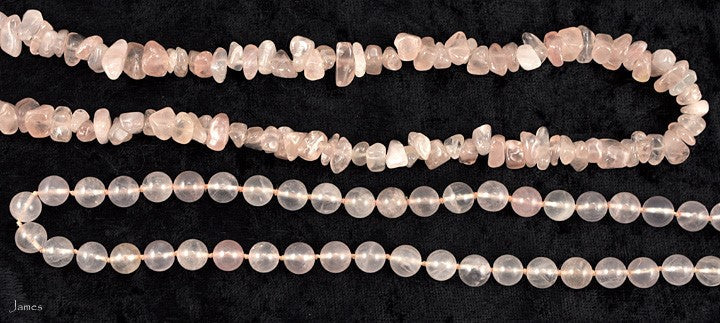 Lot of 2 Pink Rose Quartz Beaded Necklaces
