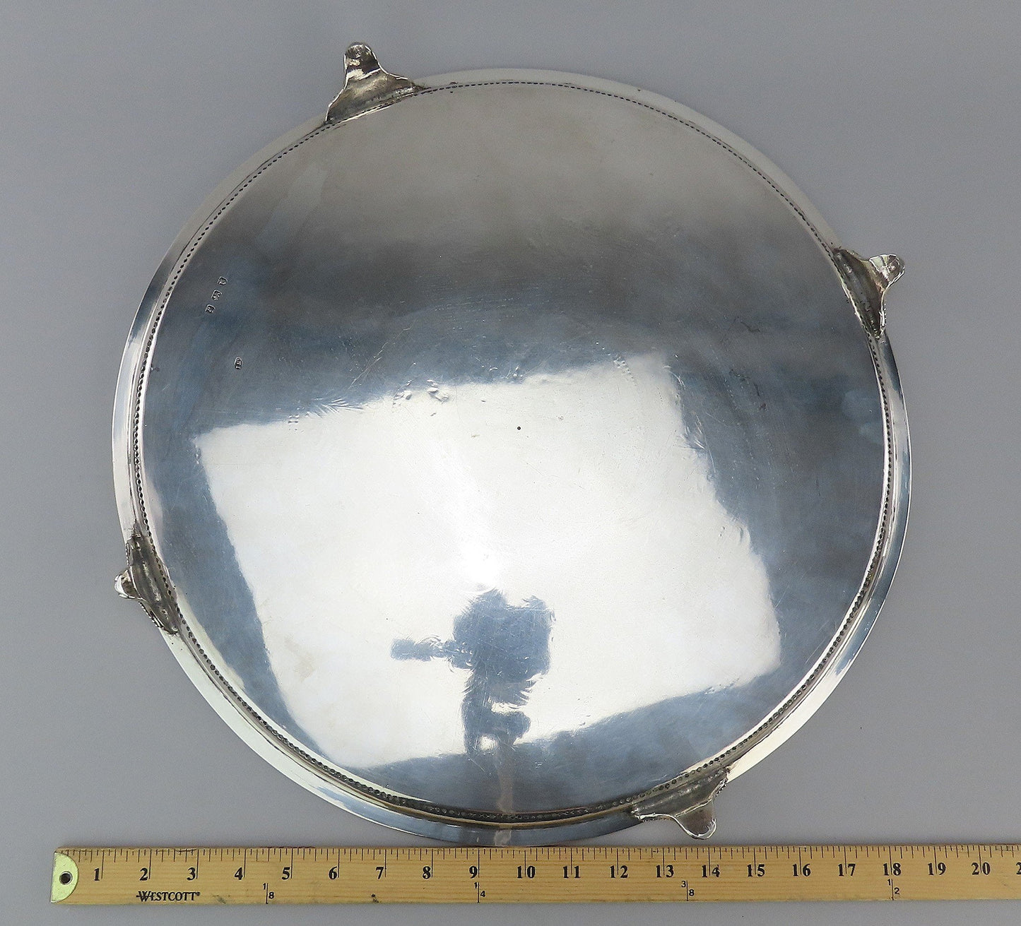 Impressive 1781 English Georgian Sterling Silver Round 18" Serving Tray