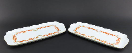 Kaiser Romantica White Porcelain Tray Orange Flowers 13 1/2in