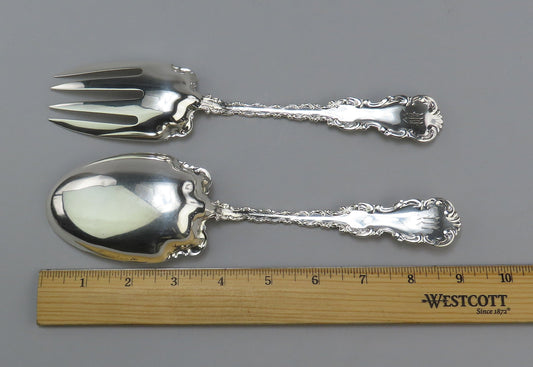 Fabulous Whiting Louis XV Sterling Silver Salad Serving Set W Mono 8 Inches