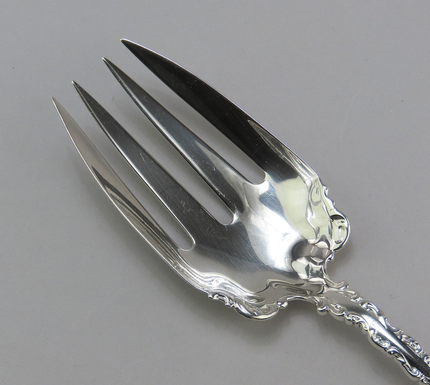 Fabulous Whiting Louis XV Sterling Silver Salad Serving Set W Mono 8 Inches