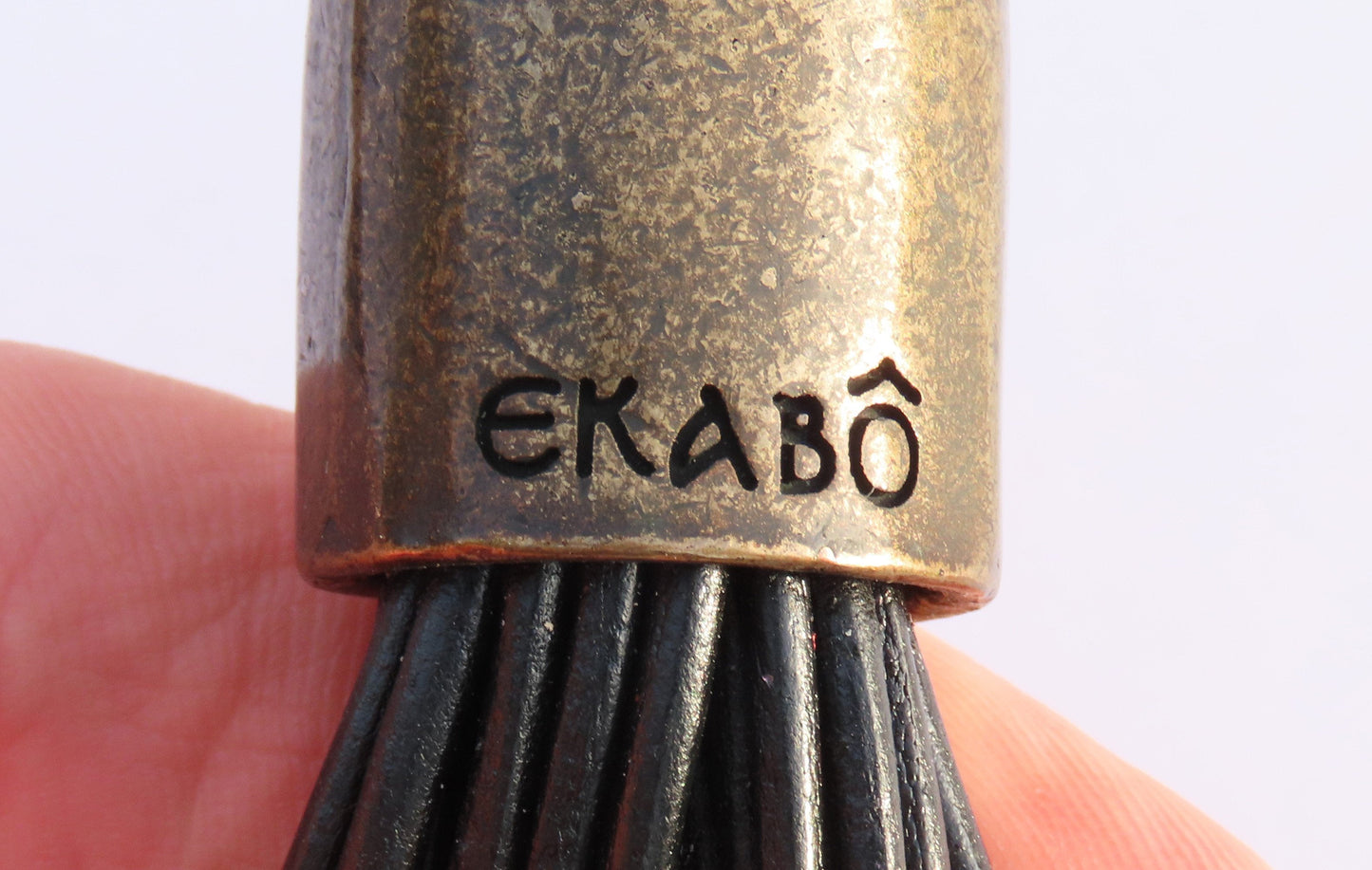 EKABO Paris African Figure Layered Black Leather Necklace 16 Inches