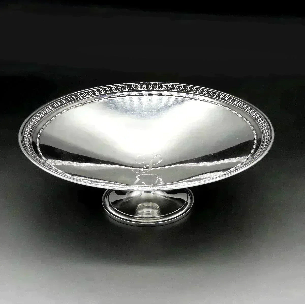 Antique c1920 Tiffany & Co Sterling Silver Tazza Compote Pedestal Dish 'P' Mono