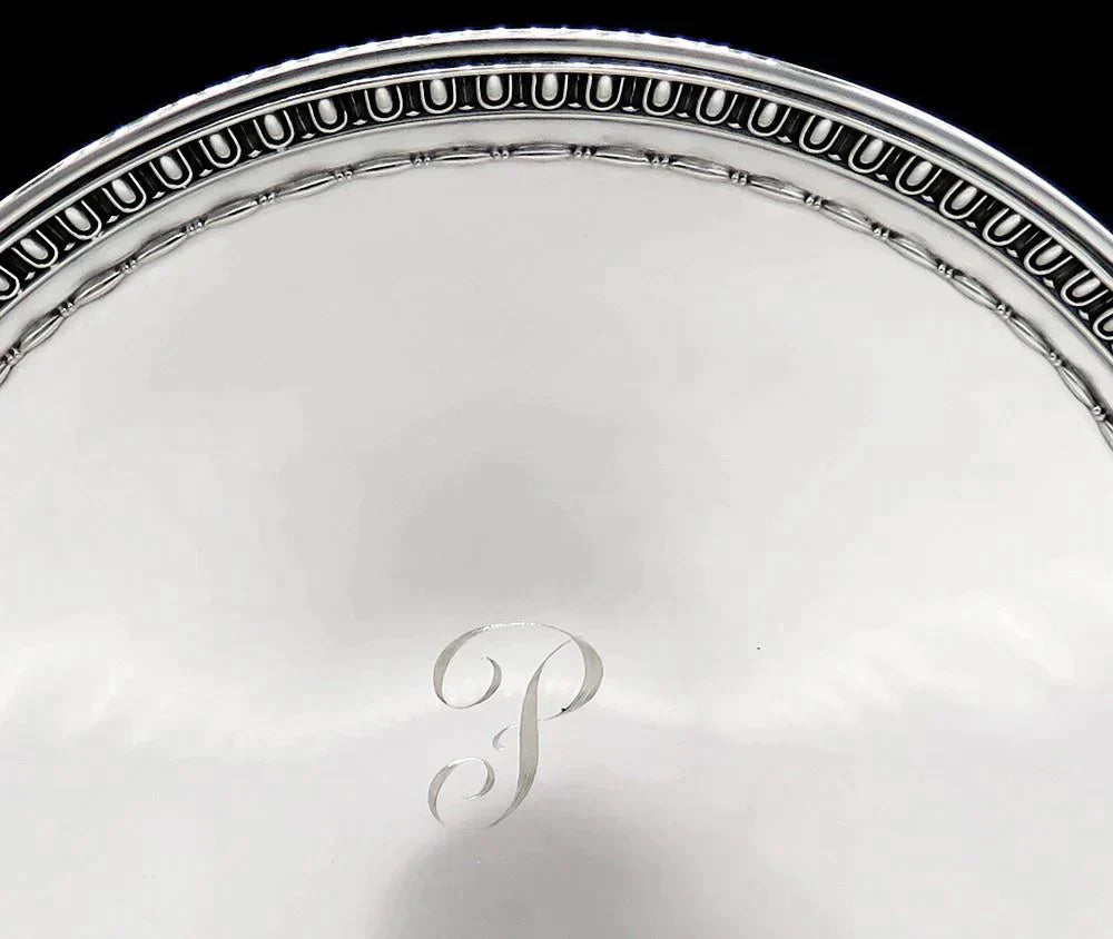 Antique c1920 Tiffany & Co Sterling Silver Tazza Compote Pedestal Dish 'P' Mono
