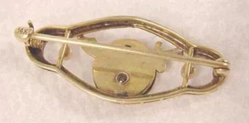 Great 14k Gold Masonic/Shriners Diamond Pearl Enameled Pin