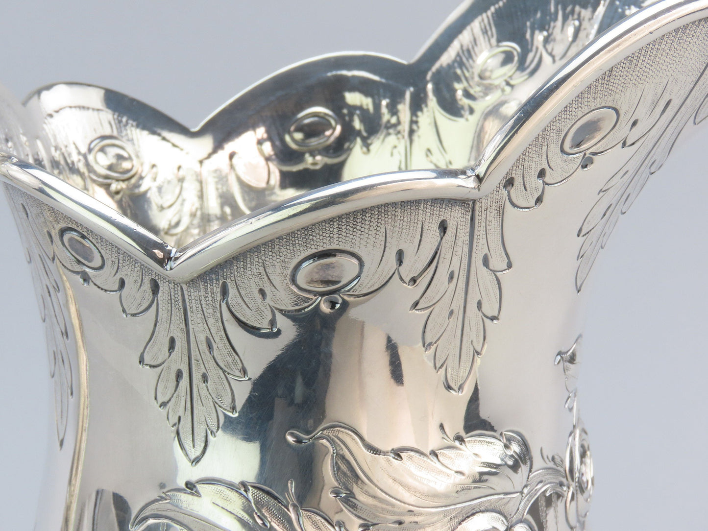 1850s Fabulous American Coin Silver Large Pitcher Fargo Family Monogram 12" Tall