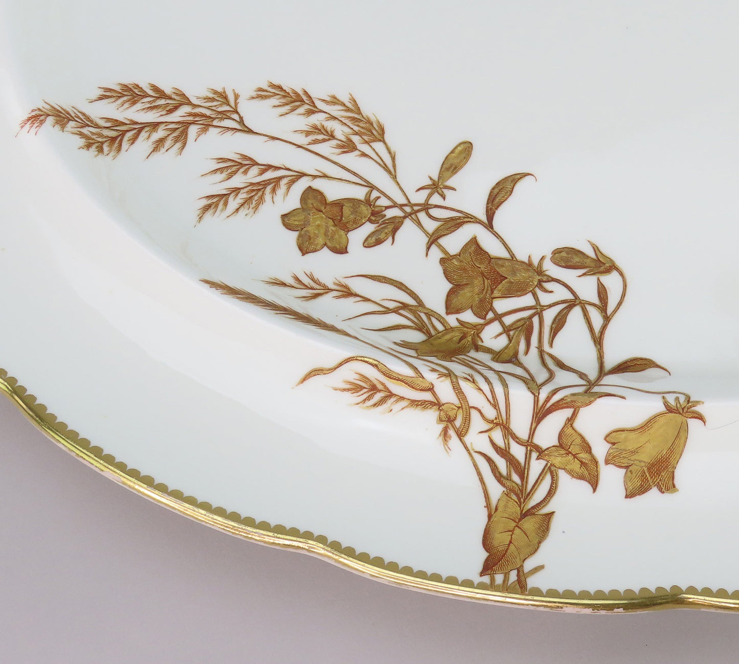 c1881 Impressive Brown Westhead Moore Hand Gilt Floral Oval Serving Platter