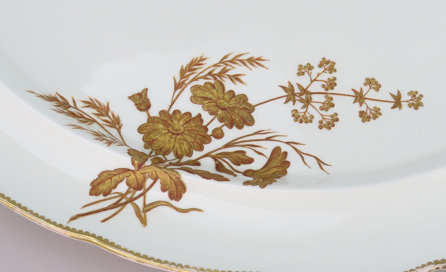 c1881 Impressive Brown Westhead Moore Hand Gilt Floral Oval Serving Platter