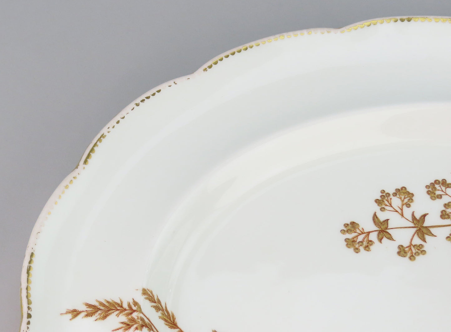 Lovely c1881 Brown Westhead Moore Hand Gilt Flowers Oval Serving Platter