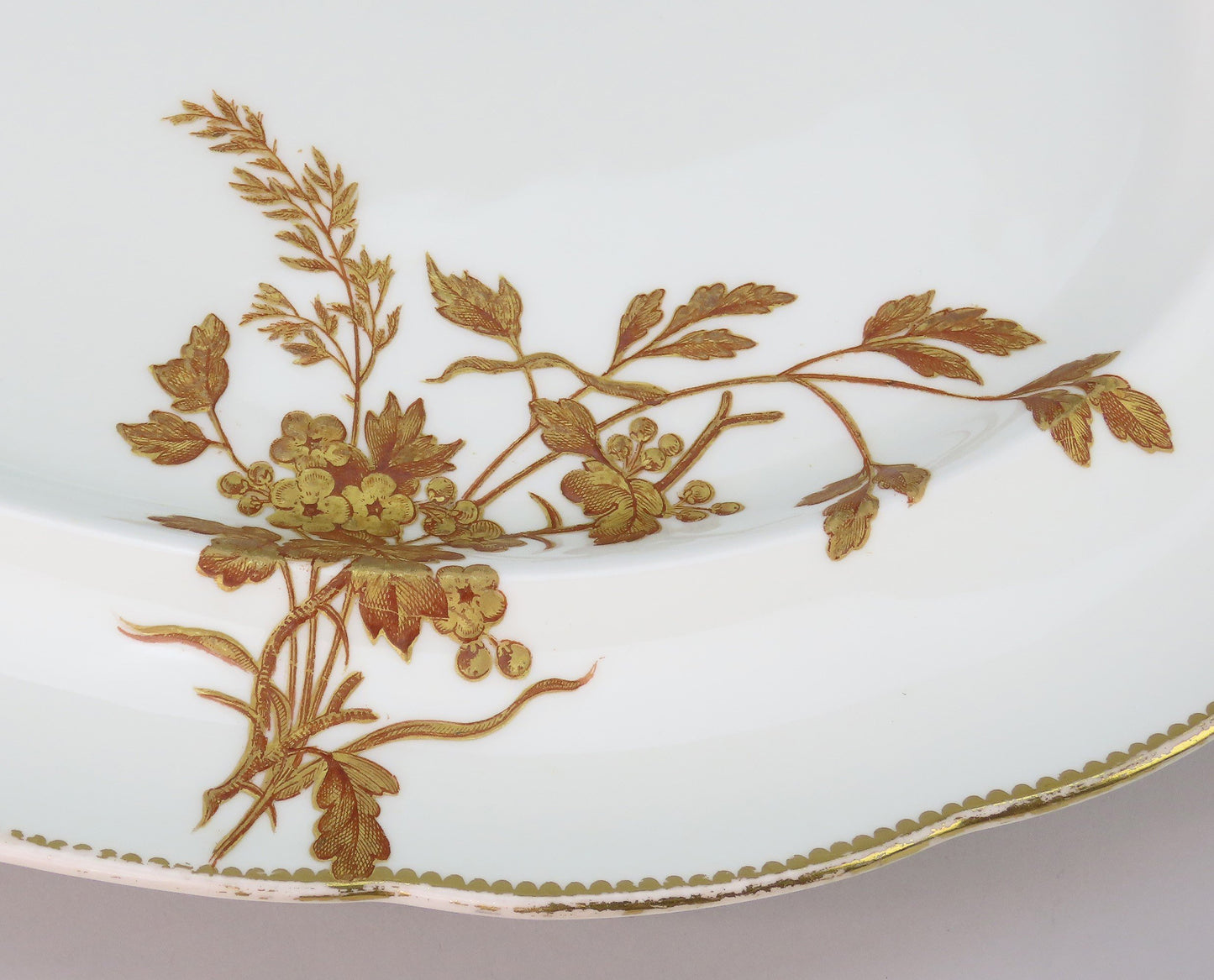 Lovely c1881 Brown Westhead Moore Hand Gilt Flowers Oval Serving Platter