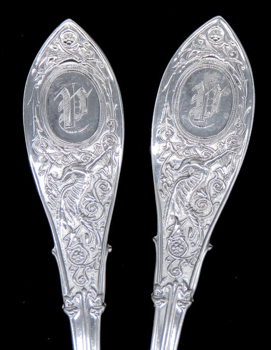 12 Antique Sterling Silver Whiting Arabesque 1875 Demitasse Coffee Spoons
