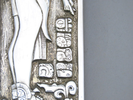 Exquisite Hand Carved Sterling Silver Aztec God Warrior Picture Frame OOAK