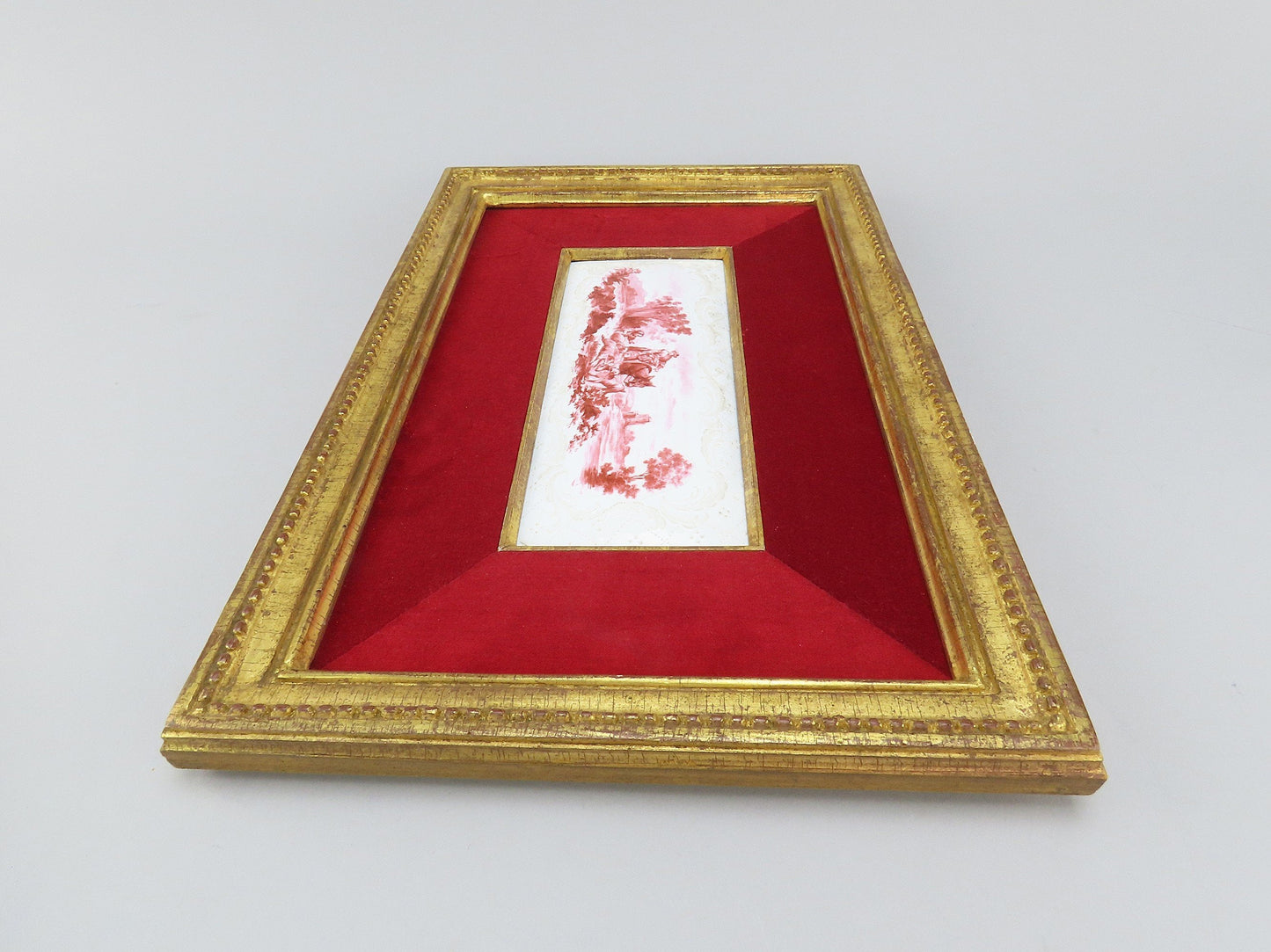 Fine Pair 18th / 19th C. French Hand Painted Enamel Framed Farm Scene Plaques