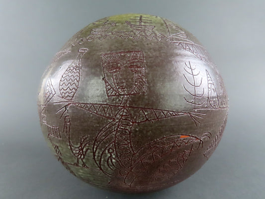 Unique Bud Vase David Holleman Modernist Cubist Figures Ceramic Pottery c1970