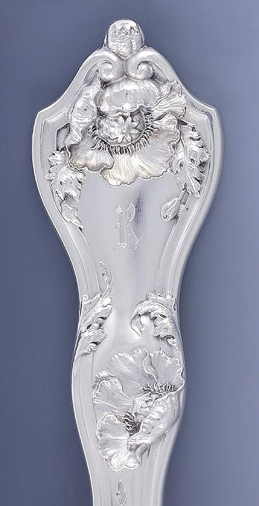 Large Reed & Barton Intaglio 1905 Sterling Silver Serving Fork 10 1/4"