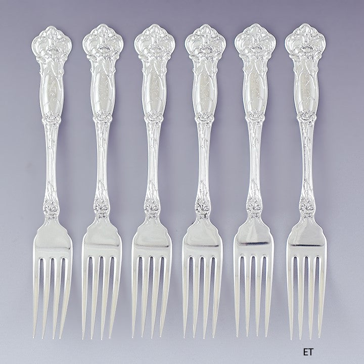 Great set 6 Wallace Sterling Silver Carnation Forks S Mono