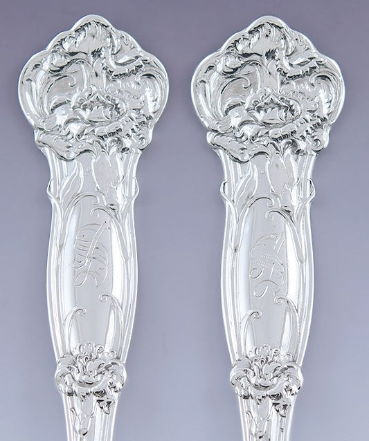 Great set 6 Wallace Sterling Silver Carnation Forks S Mono