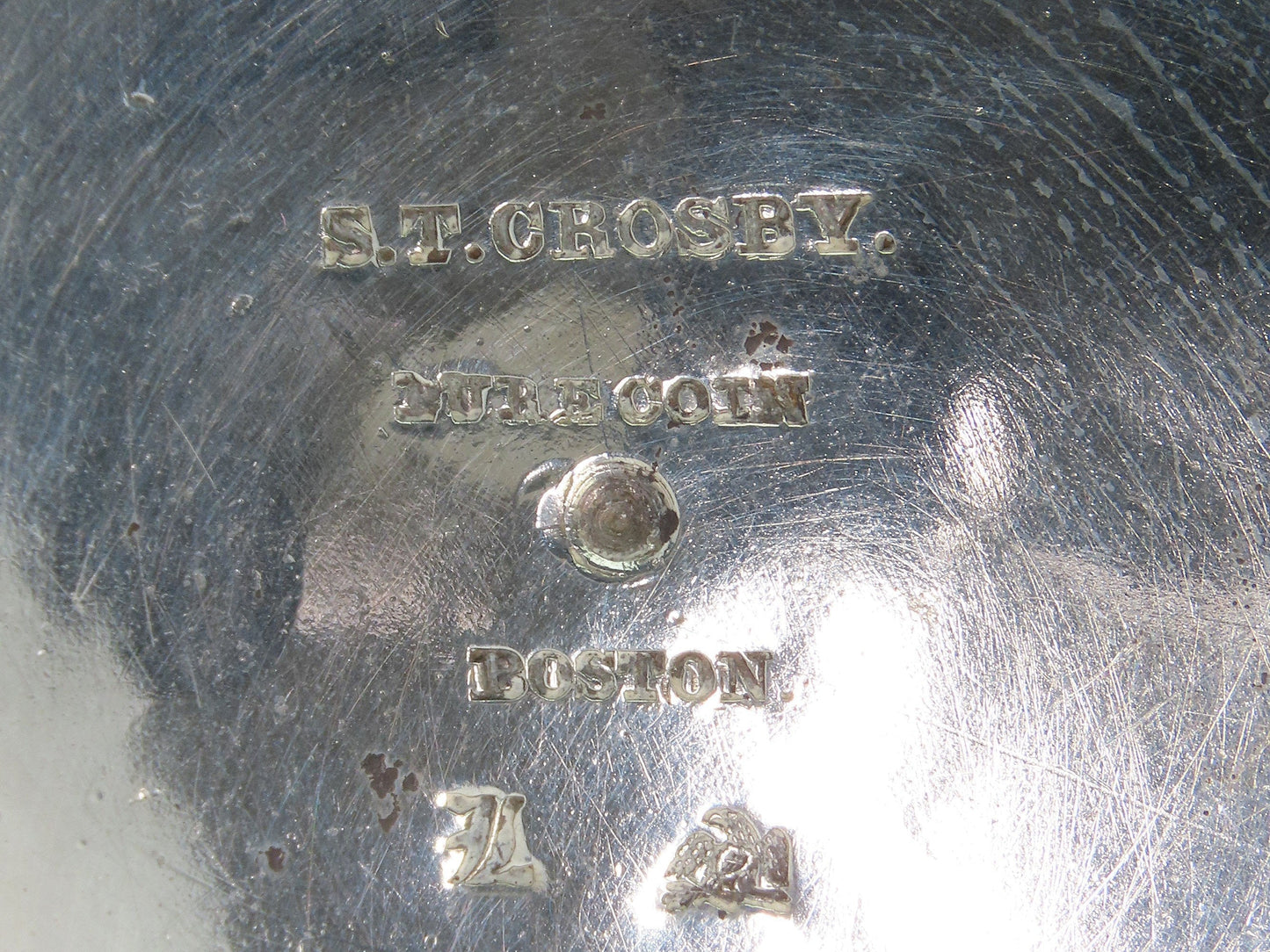 Antique c1850 American Coin Silver Large Coffee/Teapot Hand Chased Oak Leaves