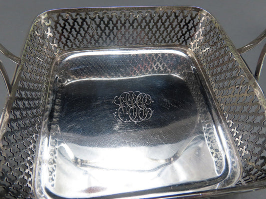 Great Sterling Silver Pierced Basket Late 1800s Theodore B. Starr Reeded Handle