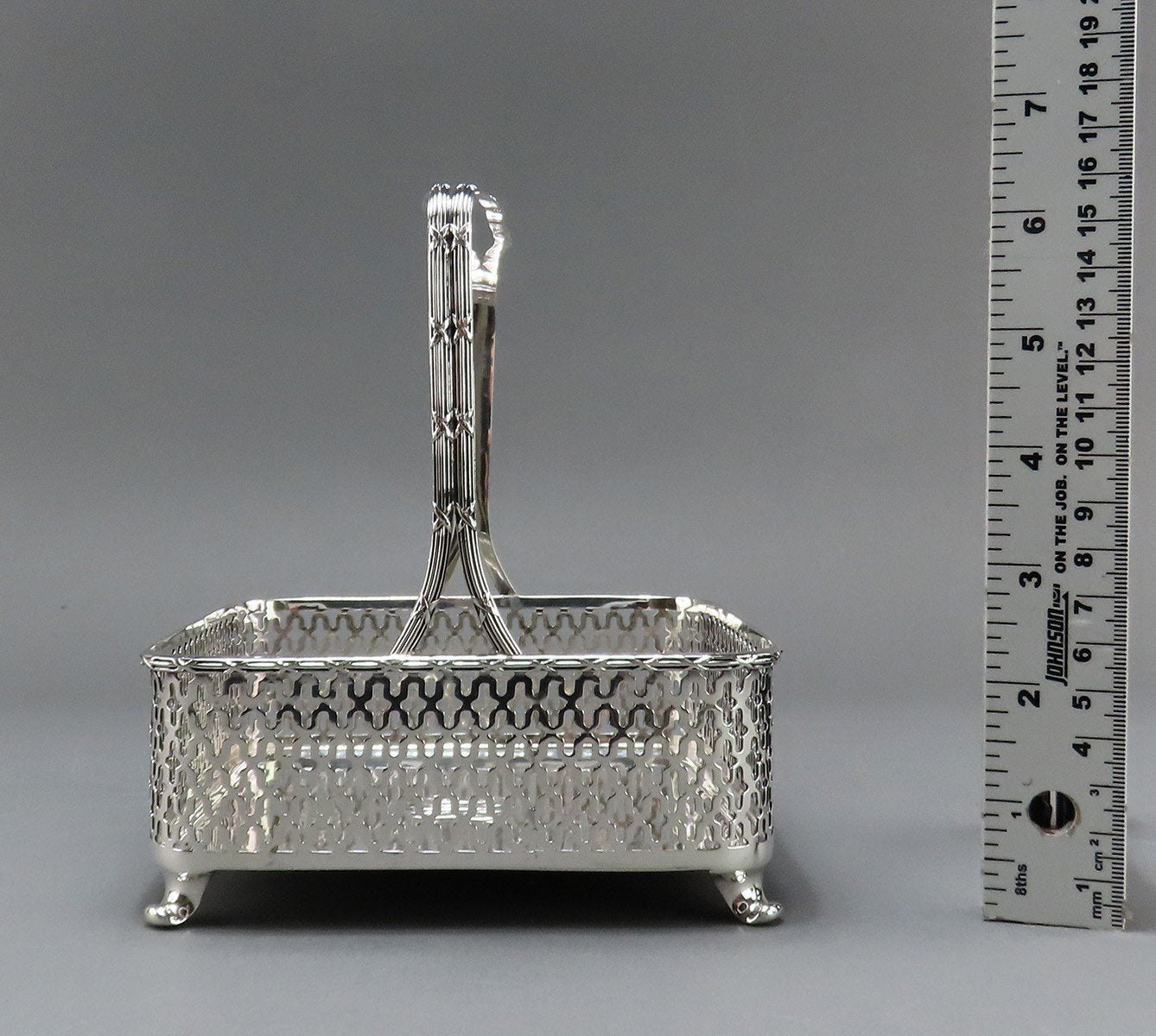 Great Sterling Silver Pierced Basket Late 1800s Theodore B. Starr Reeded Handle